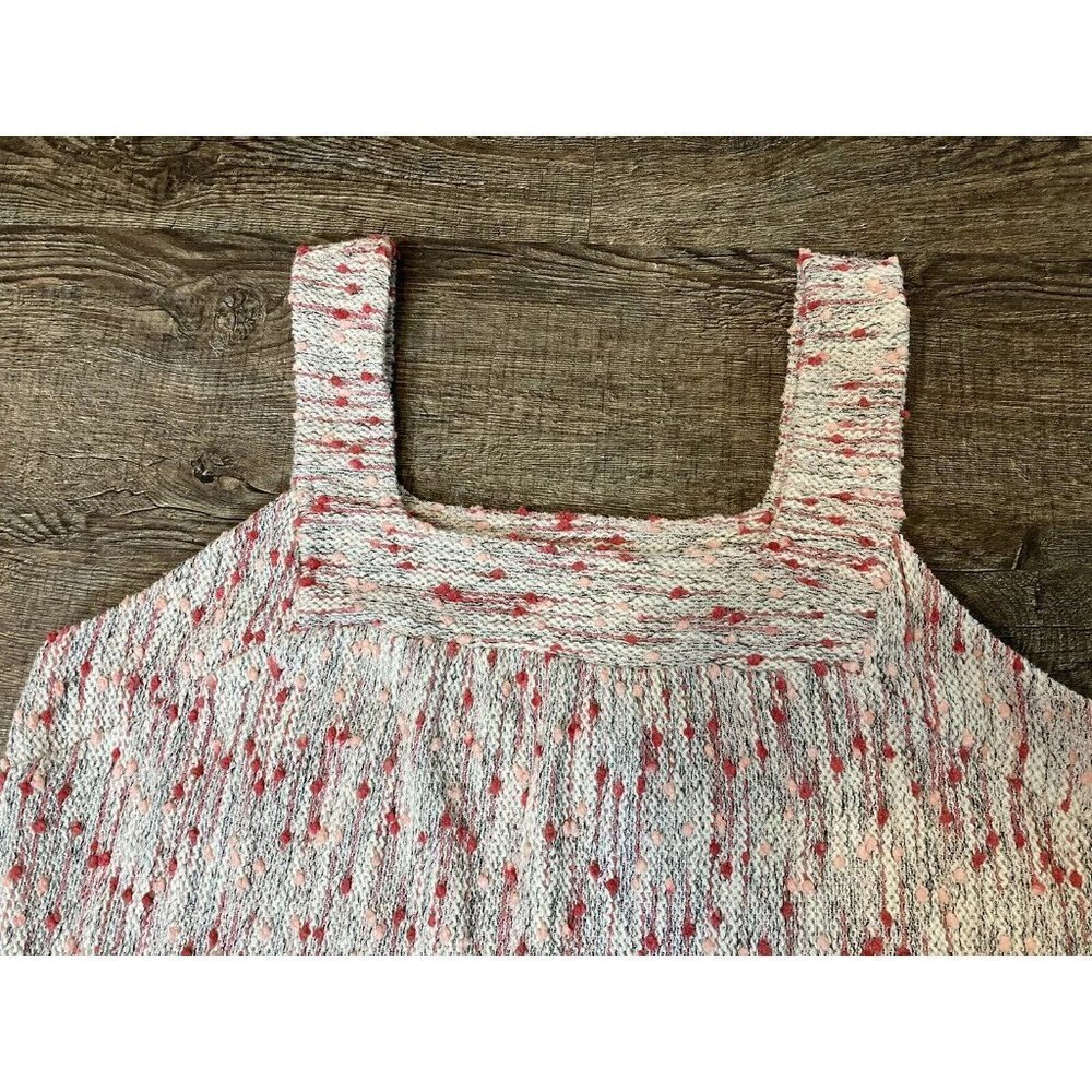 Lucky Brand Women’s Square Neck Speckle Knit Tank Top White Pink Size LG - Picture 2 of 9